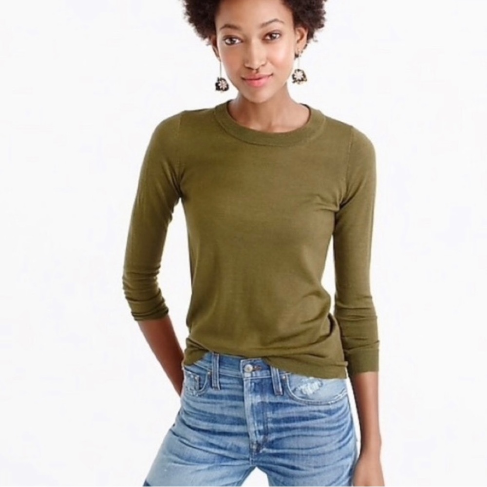 NWT Jcrew Merino Wool Tippi Sweater in Olive Green